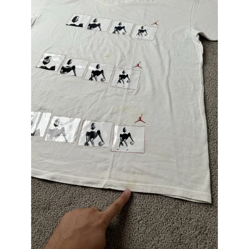 Vintage Mens T-shirt 90s Jordan Michael Jordan Photo Grid White Jumpman Size XXL